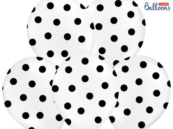 Balónek 30 cm, tečky, pastelově čistě bílá, 6ks
