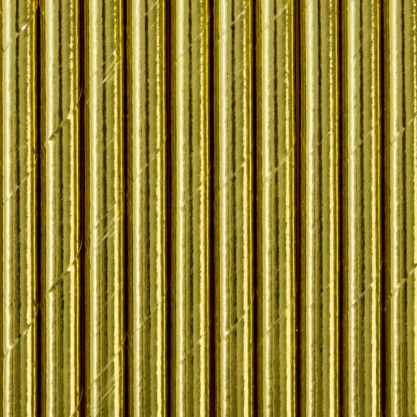 Papírová brčka, zlatá, 19.5cm, 10ks