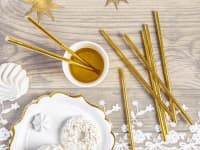 Papírová brčka, zlatá, 19.5cm, 10ks