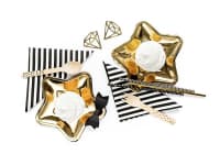 Dřevěný příbor, přírodní / černý, 16cm, 18 kusů