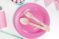 Dřevěný příbor, přírodní / černý, 16cm, 18 kusů