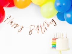 Banner Happy Birthday, růžovo-zlatý, 16.5x62cm