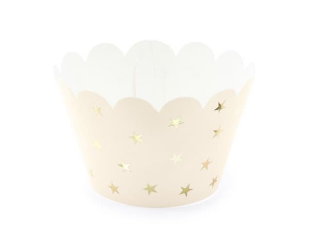 Ozdobné košíčky na cupcake, 5x7.5x5cm, světle broskvová, 6ks